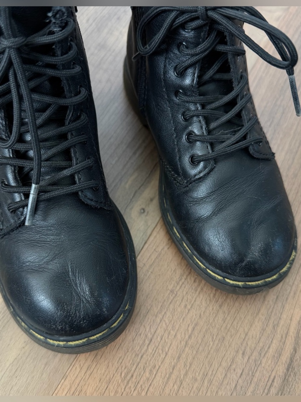 Dr. Martens Youth Brooklee Black High Top Lace & Zip Leather Boots Size 10c - Picture 3 of 9